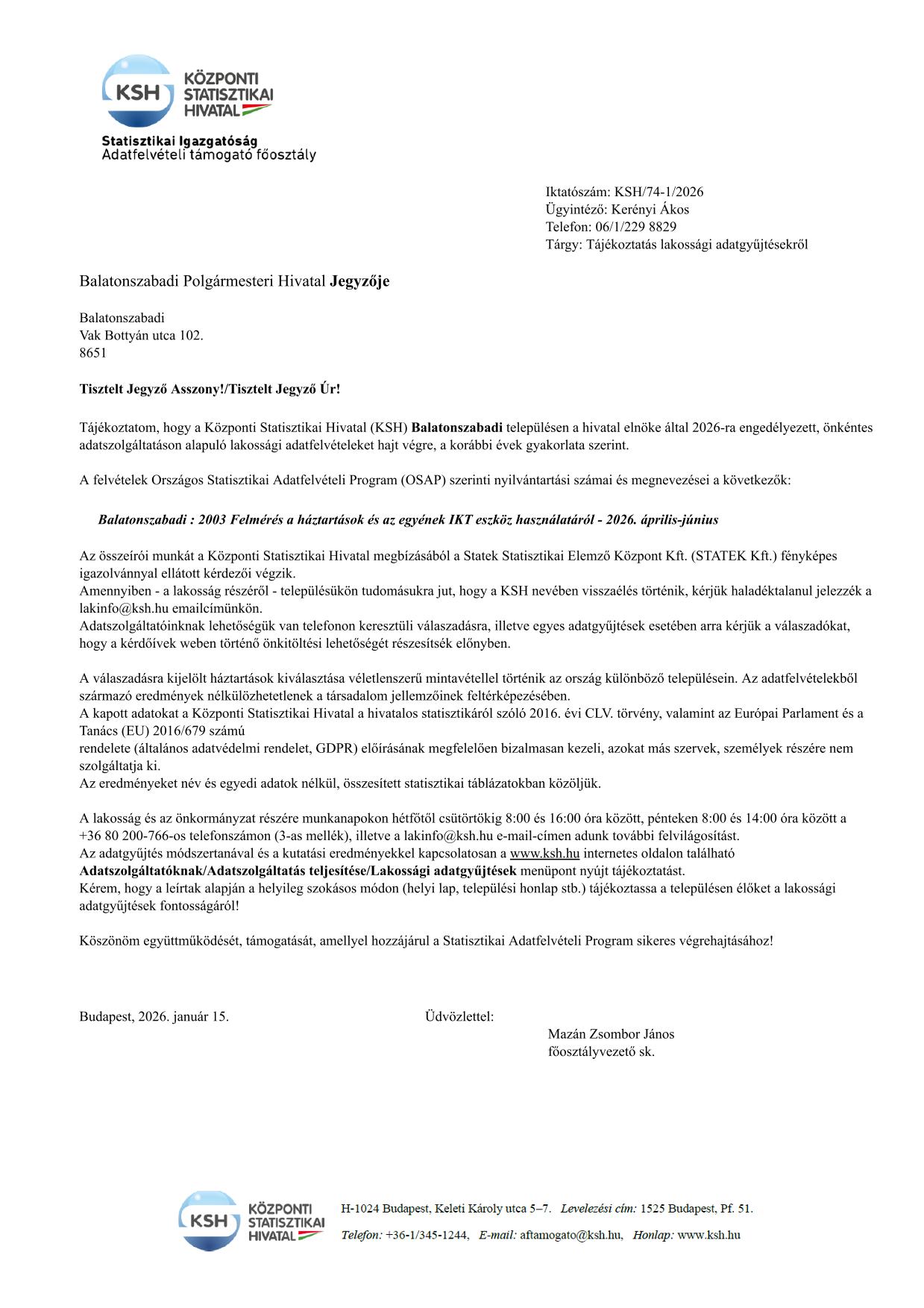 Lakossági adatgyűjtések 1